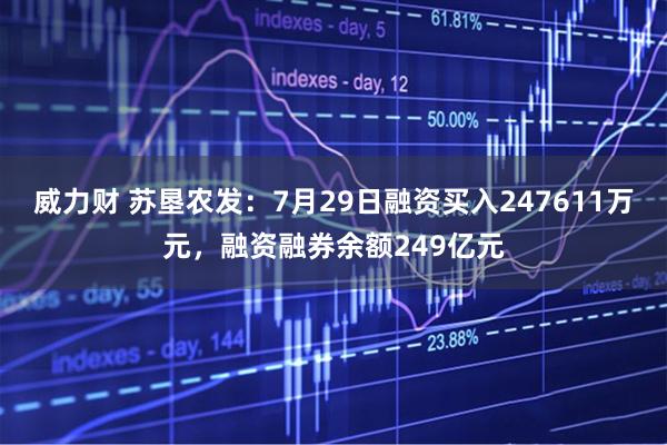 威力财 苏垦农发：7月29日融资买入247611万元，融资融券余额249亿元